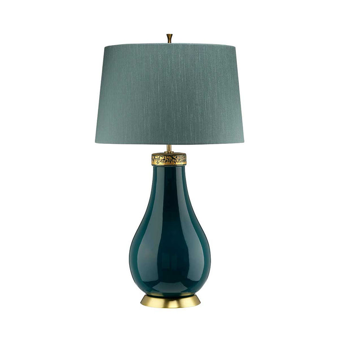 Havering Table Lamp Azure-Turquoise & Aged Brass - QN-HAVERING-TL