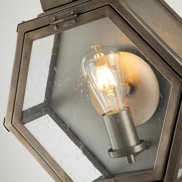 Heath Medium Wall Light Lantern Burnished Bronze & Clear - QN-HEATH-M-BU
