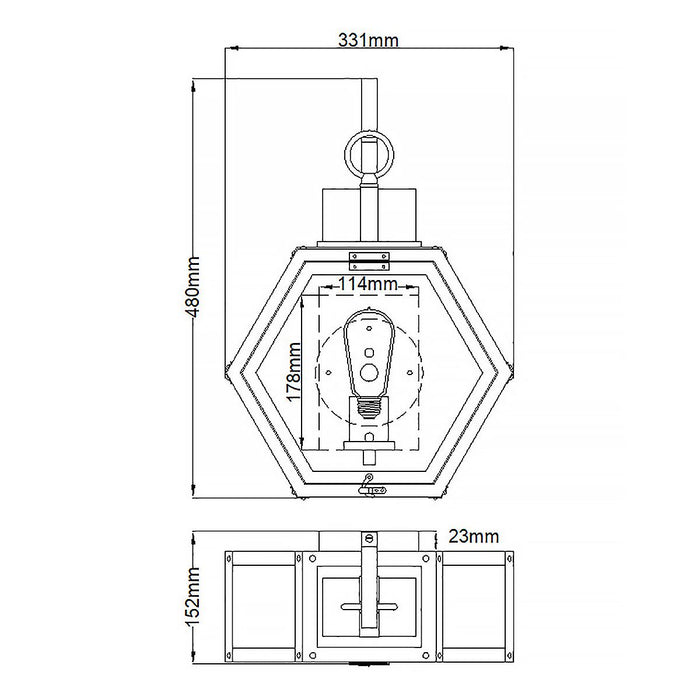 Heath Medium Wall Light Lantern Burnished Bronze & Clear - QN-HEATH-M-BU
