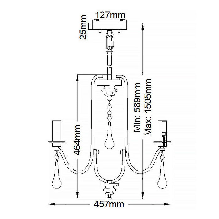Karlee 3 Light Pendant Classic Pewter - QN-KARLEE3