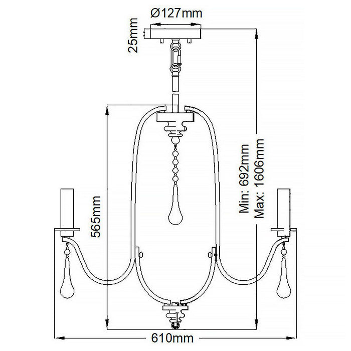 Karlee 5 Light Pendant Classic Pewter - QN-KARLEE5