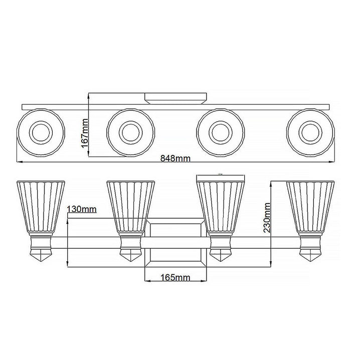 Kayva LED 4 Light Arm Dual-lit Wall Light 22W 3000k Polished Nickel & Clear - QN-KAYVA4-PN