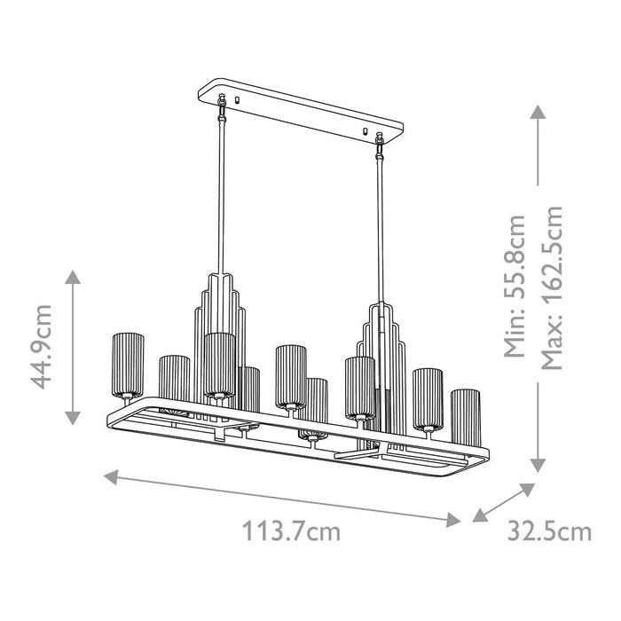 Kimrose 10 Light Pendant Polished Nickel - QN-KIMROSE10-PN