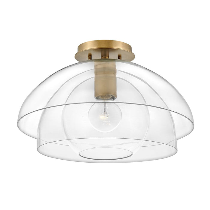 Lotus Semi-Flush Mount Light Heritage Brass or Clear - QN-LOTUS-P-HBR