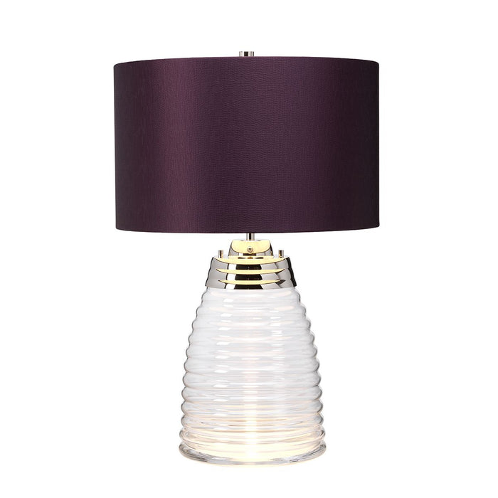 Milne Table Lamp Polished Nickel & Aubergine - QN-MILNE-TL-AUB