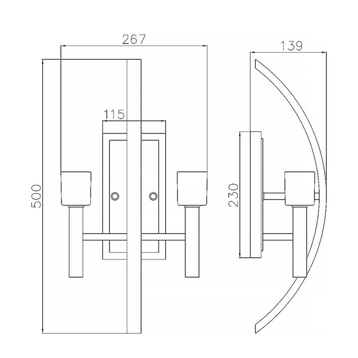 Mondo 2 Light Wall Light Polished Chrome - QN-MONDO2