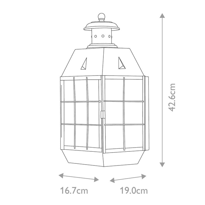 Nantucket Large 2 Light Wall Lantern Aged Brass & Clear - QN-NANTUCKET-L-AS
