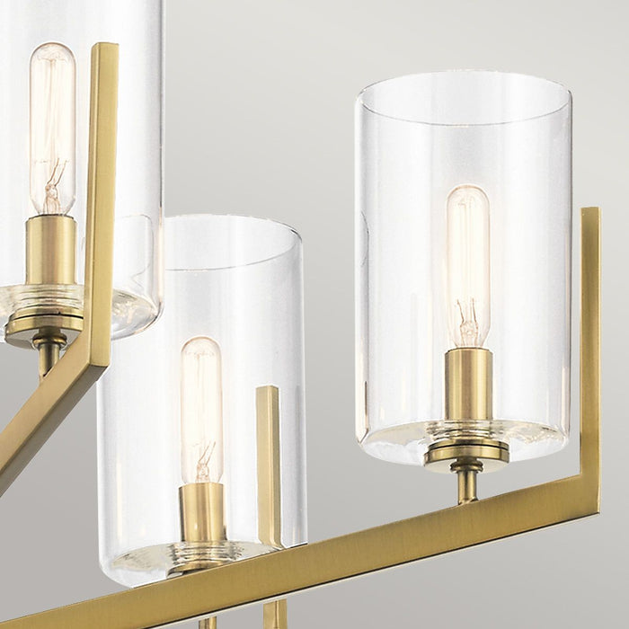 Nye 6 Light Chandelier Brushed Natural Brass & Clear - QN-NYE6-BNB