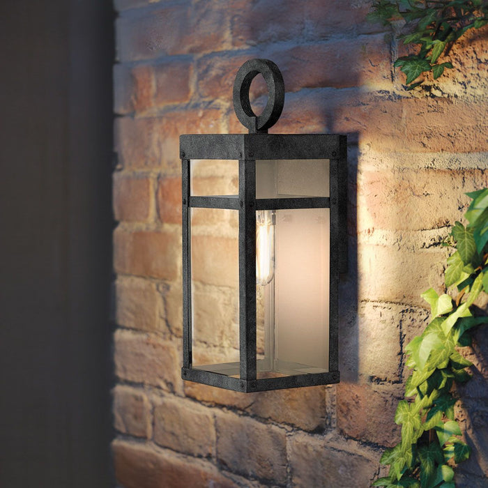 Porter Small Wall Lantern Light Aged Zinc & Clear - QN-PORTER-S-DZ