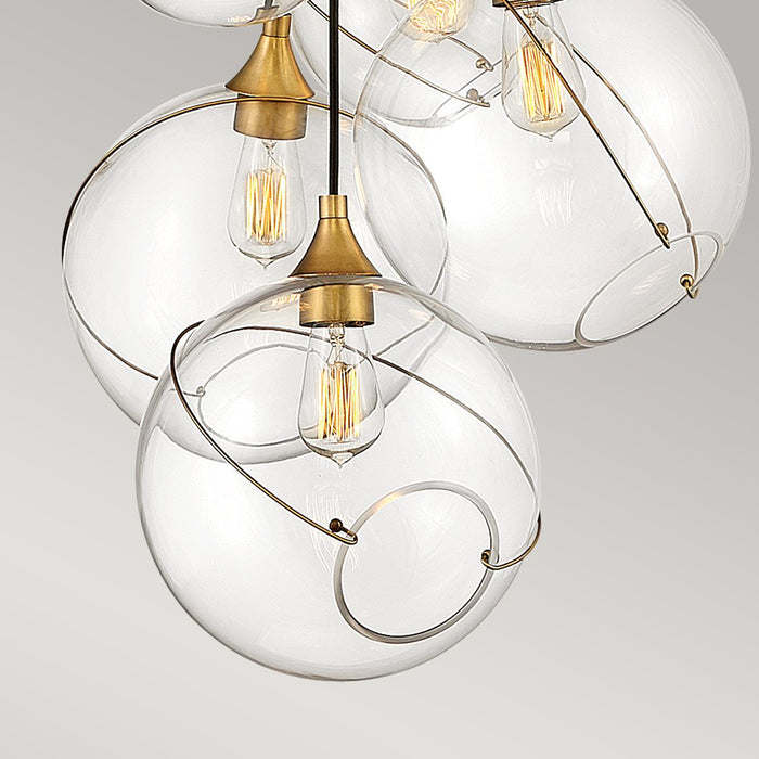 Skye 6 Light Pendant Heritage Brass or Clear - QN-SKYE-6P