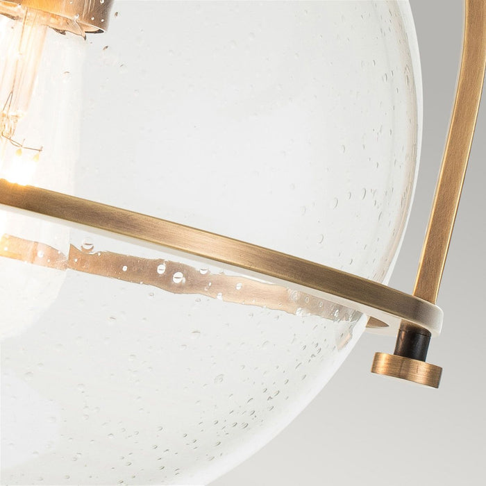 Somerset Ceiling Flush Light Heritage Brass & Clear - QN-SOMERSET-F-C-HB