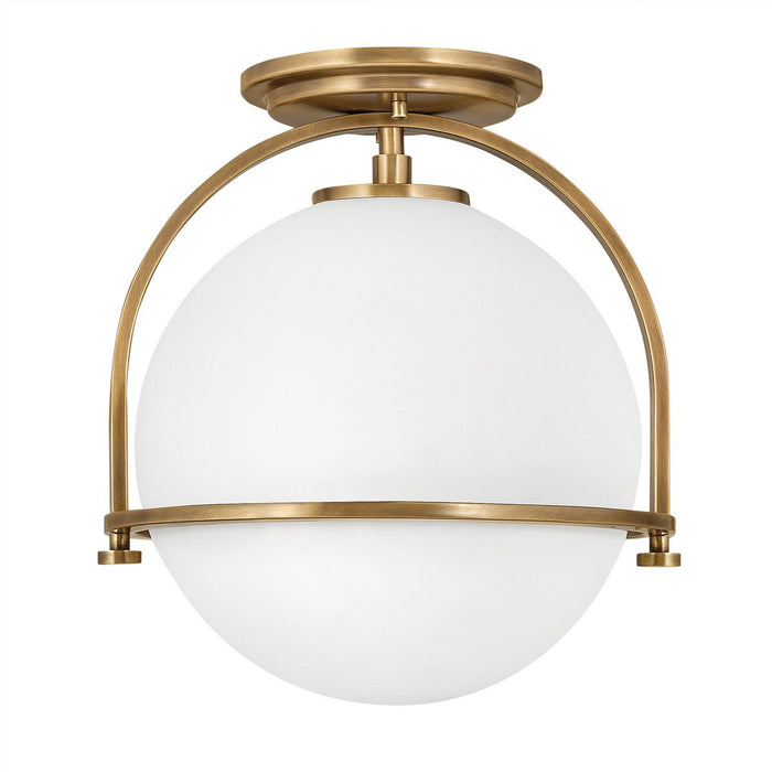 Somerset Ceiling Flush Light Heritage Brass & Opal - QN-SOMERSET-F-O-HB