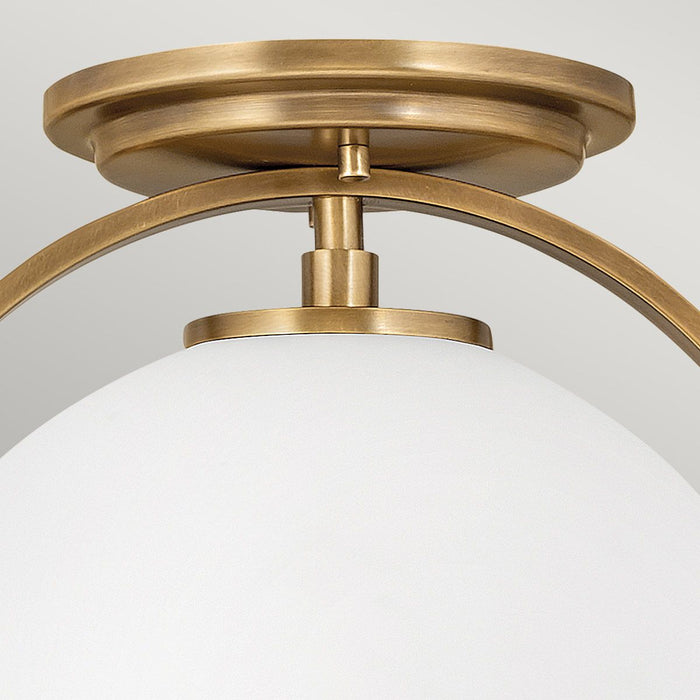 Somerset Ceiling Flush Light Heritage Brass & Opal - QN-SOMERSET-F-O-HB