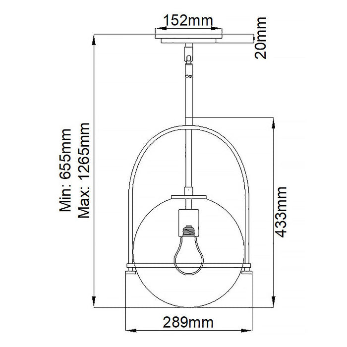 Somerset Medium Pendant Light Black & Clear - QN-SOMERSET-P-C-BK
