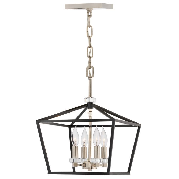 Stinson Medium Pendant 4 Light Black & Polished Nickel - QN-STINSON-4P-M-BK