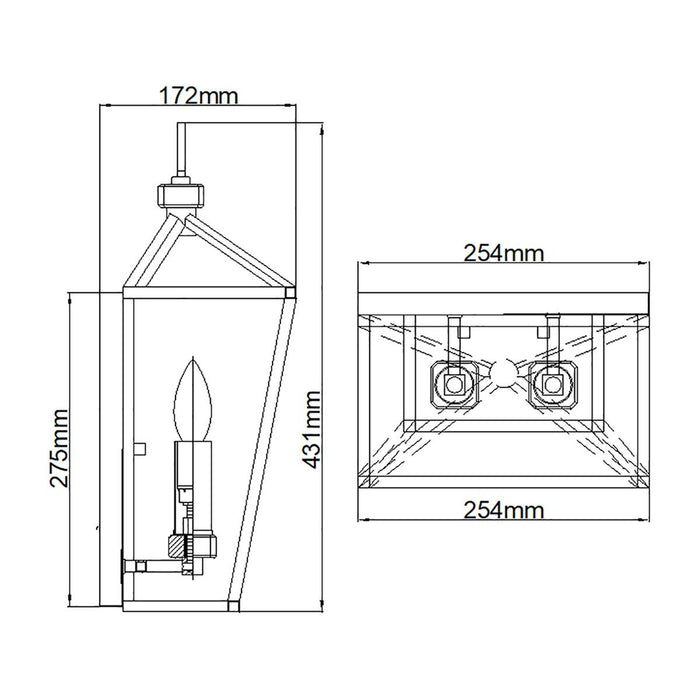 Stinson 2 Light Wall Light Distressed Brass - QN-STINSON2-DBR