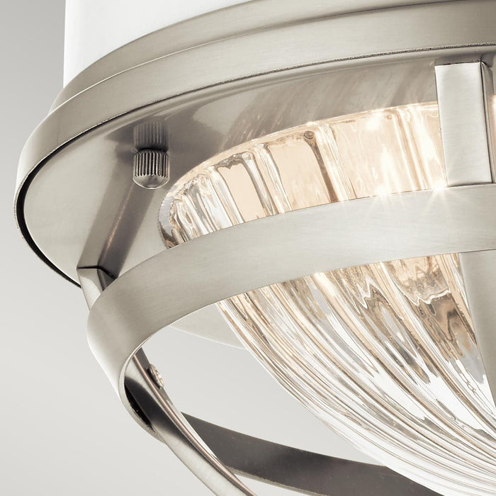 Tollis 2 Light Semi Flush Mount Light Brushed Nickel & White - QN-TOLLIS-F-BN