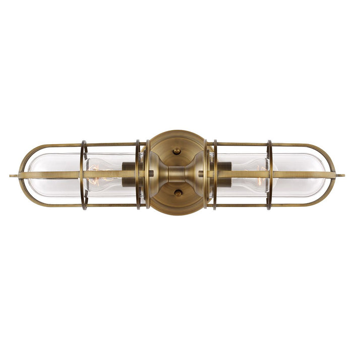 Urban Restoration 2 Light Wall Light Dark Antique Brass & Clear - QN-URBANREST2