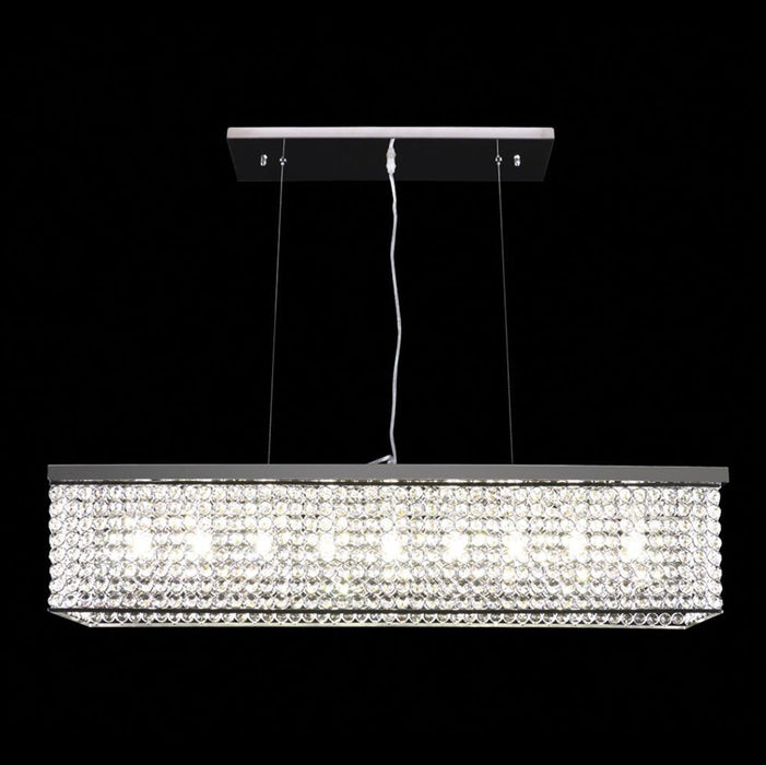 Buy Crystal Pendant Lights Australia Rainbow Crystal Pendant 6 Lights W600mm Chrome 5000K - 35048