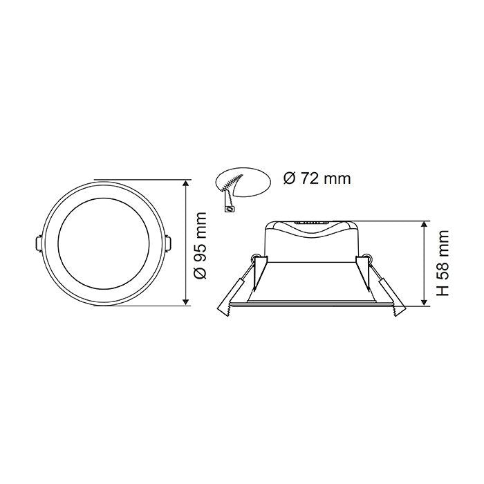 Buy Recessed Downlights Australia WAVE S9064TC Round Dimmable LED Downlight White 7W TRI Colour - S9064TC WH