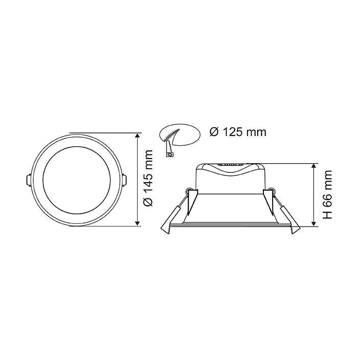 Buy Recessed Downlights Australia WAVE S9066TC Round Dimmable LED Downlight White 12W TRI Colour - S9066TC WH