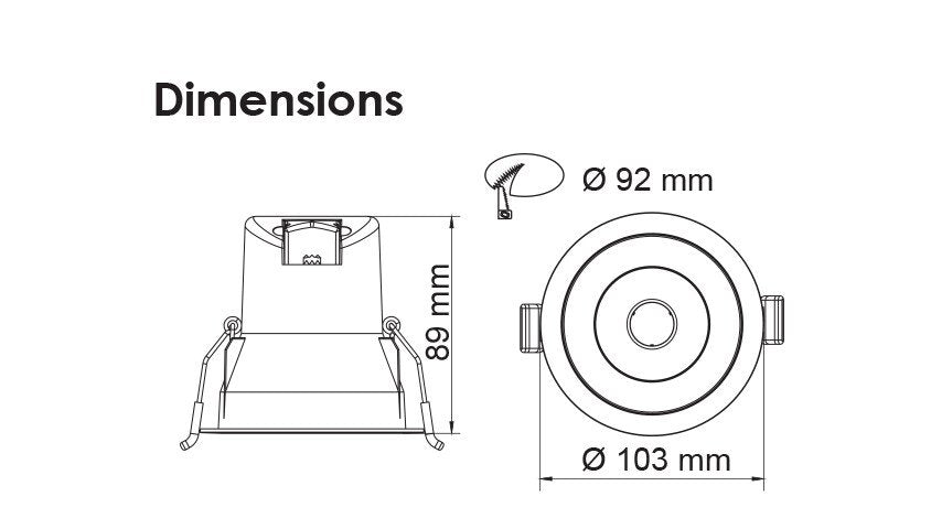 Buy Recessed Downlights Australia COOLUM PLUS S9068 Round Dimmable LED Downlight White 9W TRI Colour - S9068TC/WH