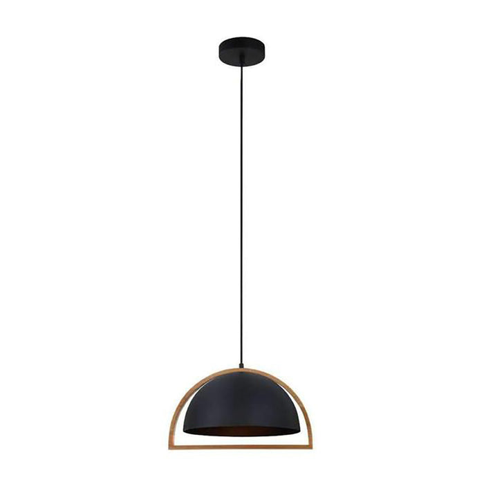 Buy Pendant Lights Australia SWING Dome Shape Wood Frame 1 Light Pendant Black - SWING4