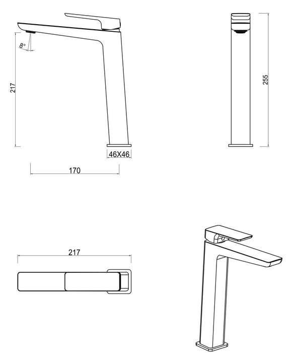 Tiago Tall Basin Mixer Chrome - BMT-7-TALL-CP