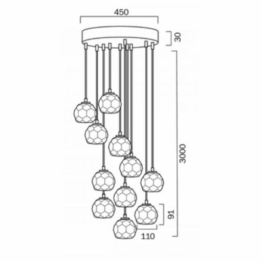 Buy Cluster Pendants Australia Zaha 10 Light Cluster Pendant Chrome & Crystal - ZAHA PE10-CHCR
